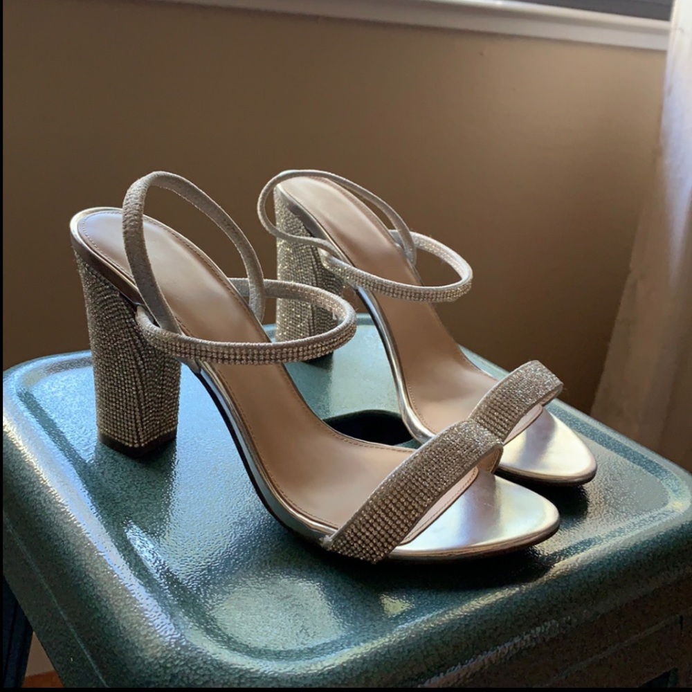 Sparkly silver heels
